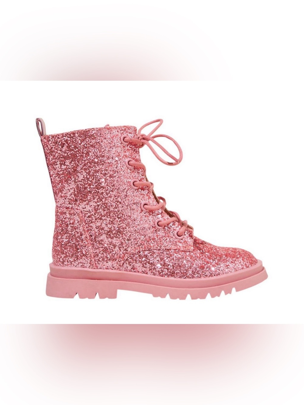 Cotton On Pink Glitter Lace-Up Combat Boots Size 13